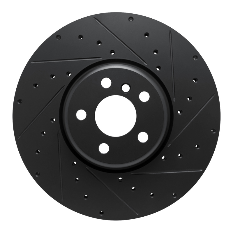 BMW 330e Brake Rotor (1) - Left Front - R1 Concepts - Drilled & Slotted - Black - `16-`25